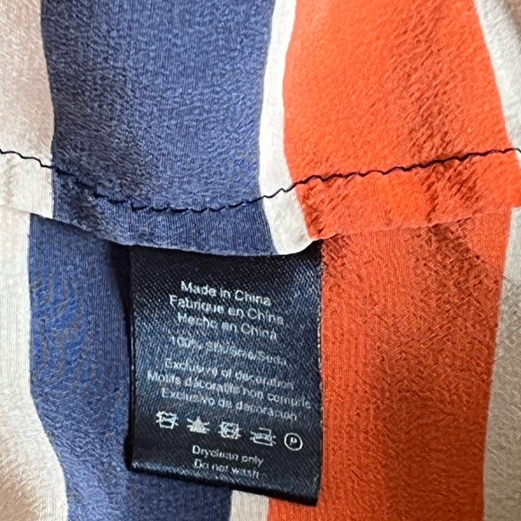 100% Silk Striped Sperry Blouse Sz Large - Picture 7 of 13